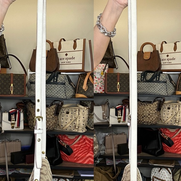 Coach Signature Turnlock Flap Crossbody Bag Khaki Brown White Trim Y2K 2007 - Picture 8 of 12